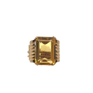 15.0 Cts yellow Citrine Retro 18kt Gold Ring