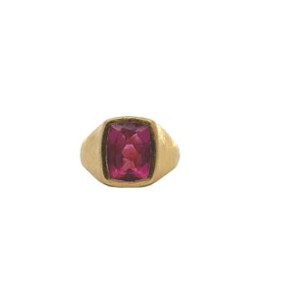 6.50 Cts Rubellite Tourmaline 18kt Gold Ring