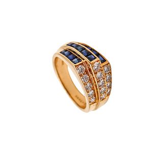 Oscar Heyman Cocktail Ring In 18Kt Gold With 2.62 Ctw In Diamonds Sapphires