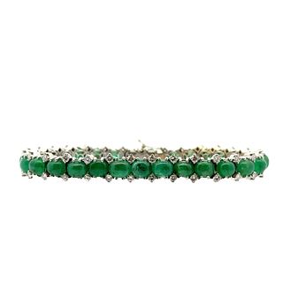 21.0 Ctw Diamonds and Emeralds 18kt Gold Bracelet