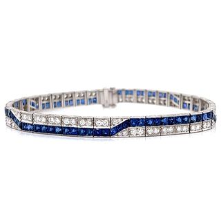 Platinum Diamond & Sapphire Bracelet