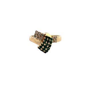 14kt Gold Ring with Diamonds and Emeralds