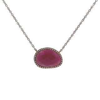 Meirat 14k Gold Pendant Necklace with Ruby and Diamonds