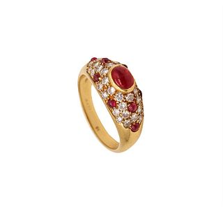 Cartier Paris 1970 Corinth Ring In 18Kt Gold With 2.83 Ctw In Diamonds And Rubies