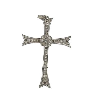 Antique Platinum Cross pendant with 3.00 Cts in Old mine Diamonds