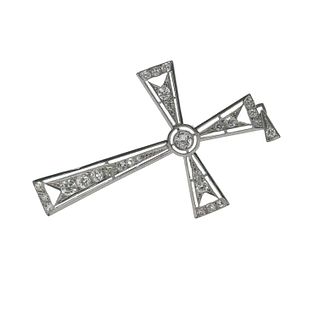 Art Deco Platinum Cross Pendant with Diamonds