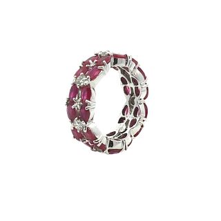 6.77 Ctw in Rubies & Diamonds 18kt Gold Ring