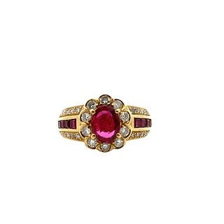 Rubies and Diamonds 18kt Gold Ring