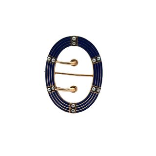 Deco 14ky Gold Brooch with Enamel