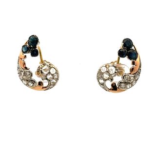 18k gold Earrings with Sapphires and Diamonds