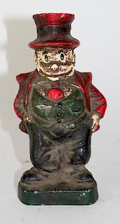 Painted cast iron business man bank