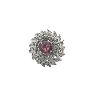Platinum Cocktail Ring with Pink tourmaline and Diamonds
