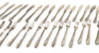 ART NOUVEAU CUTLERY SILVER PLATED FISH SET by ERCUIS COMPANY
