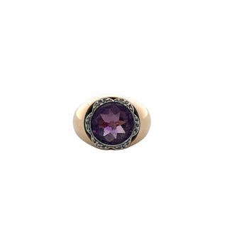 Antique 18k Gold ring with Cabochon Amethyst and Diamonds