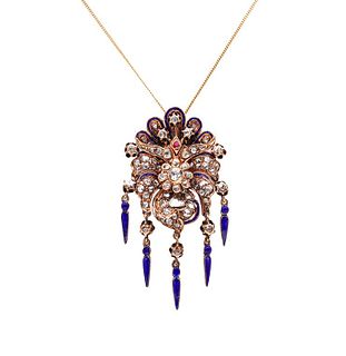 Georgian 1830 Convertible Pendant Brooch In 19Kt Gold With 5.54 Ctw Diamonds