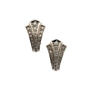 Art Deco 14k Gold Earrings with Diamonds
