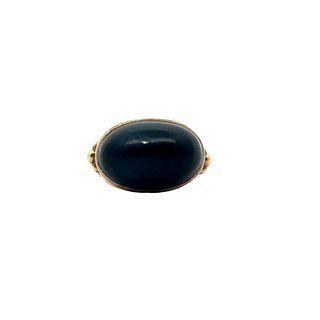 9kt Gold Ring with Blue cat eye stone