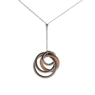 T&Co. Sterling Silver And Rubedo Metal Interlocking Circles Pendant Necklace