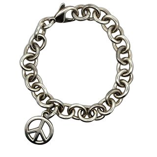 Tiffany & Co. Sterling Silver Peace Tag Charm Bracelet