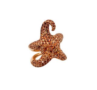 Boucheron Paris Starfish Ring In 18Kt Gold With 10.71 Ctw In Gemstones