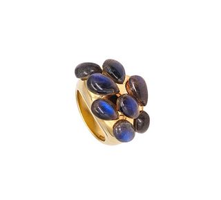 Pomellato Milan Cocktail Ring In 18Kt Gold With 18.5 Ctw In Carved Labradorite