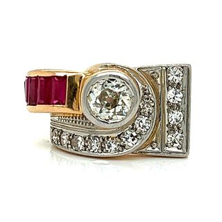 18K Rose Gold Diamond & Ruby Ring