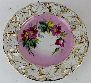 Floral German porcelain plate with ivy border