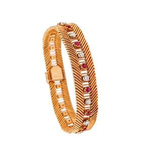 Bvlgari Milano 1950 Bracelet In 18Kt Gold With 5.42 Ctw In Rubies And Diamonds