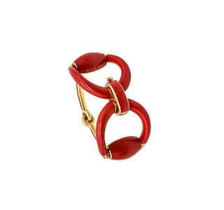 Gucci Milano Enameled Vintage Double Horsebit Bracelet In 18Kt Vermeil Over Sterling