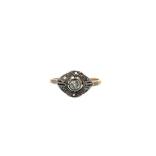 Antique 18k Gold and Platinum Ring with Diamonds
