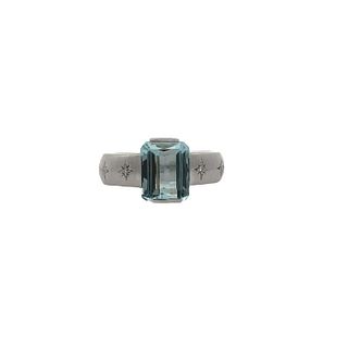 H. Stern 18kt Gold Ring with Aquamarine and Diamonds