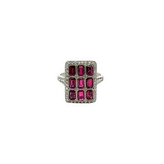 Platinum Ring with rubies and Diamonds