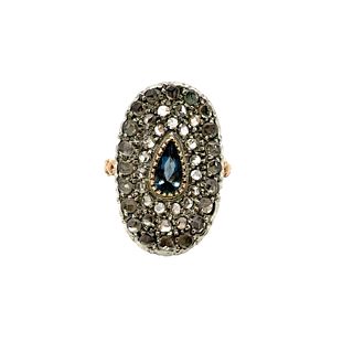Diamonds & aquamarine 18kt Gold Ring