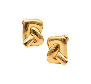 Tiffany Co. Trompe L'Oeil Knots Clips Earrings In Solid 18Kt Gold