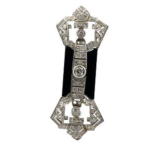 Art Deco Platinum Pendant with Diamonds & Onyx