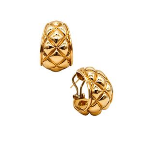 Chaumet Paris 1970 Quilted Modernist Hoops Earrings In 18Kt Yellow Gold