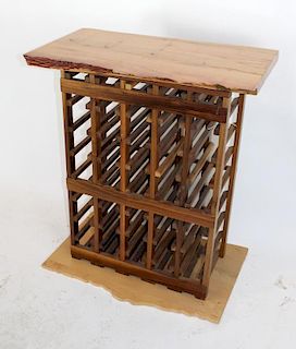 Wine rack with naturalistic top and base