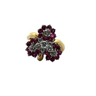 3.10 Ctw in Diamonds & Rubies 18kt Gold Ring