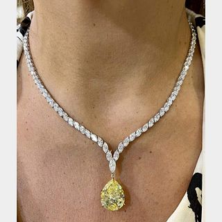 Platinum & 18K 16.02 Ct. GIA Certified Diamond Necklace