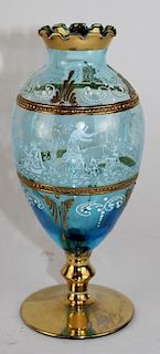 Bohemian painted glass vase