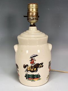 VINTAGE CHARMING NORNAN THELWELL DECORATED TABLE LAMP