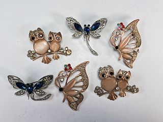 OWL, BUTTERFLY, DRAGONFLY PINS BROOCHES