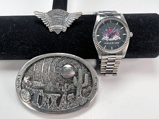 PRIDE OF THE SOUTH WATCH, TEXAS BELT BUCKLE, CAMEL PIN