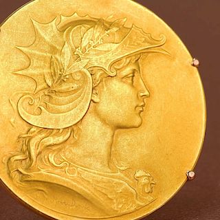 An Art Nouveau "Marianne" Gold Medal Brooch, by Henri Dubois
