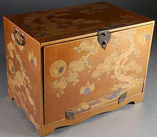 JAPANESE GOLD LACQUERED MINIATURE CHEST, MEIJI PERIOD