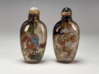 2 REVERSE PAINTED SNUFF BOTTLES