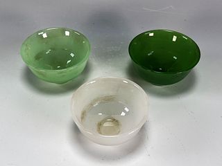 3 PEKING GLASS TEA CUPS