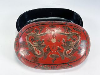 CHINESE LACQUER DRAGON BOX