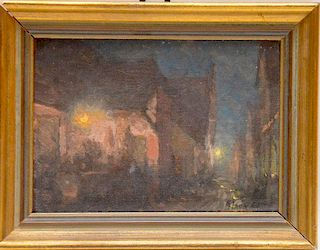 Alson Skinner Clark  (1876-1949) Painting Chicago City Night