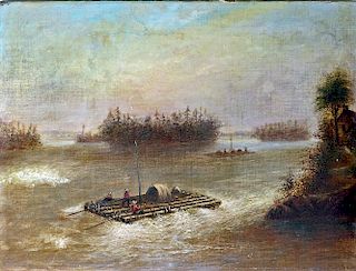 American 19th century Hudson River School style painting